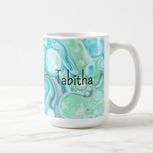Mug Personnalisé Bleu, Turquoise Vagues de Mer Bulles
