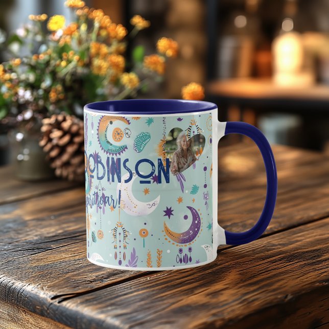 Mug personnalisé Boho Chic avec motifs célestes (Créateur téléchargé)