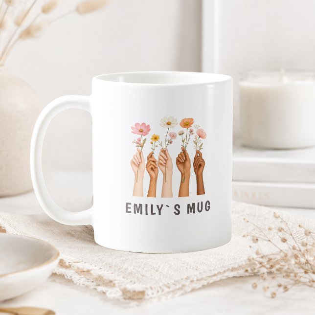 Mug personnalisé Boho Fleur des champs avec nom  (Personalized Boho Wildflower Mug with Name)