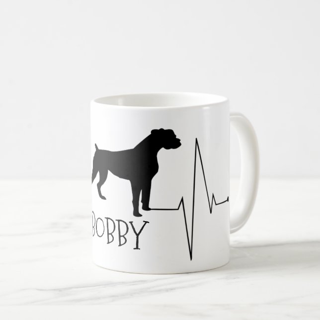 Mug Personnalisé Boxer Love My Dog Heart Beat (Devant droit)