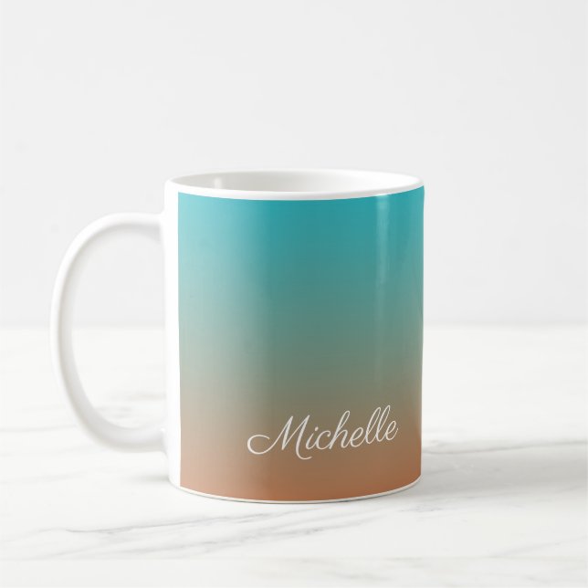 Mug Personnalisé brun et bleu ombre (Gauche)