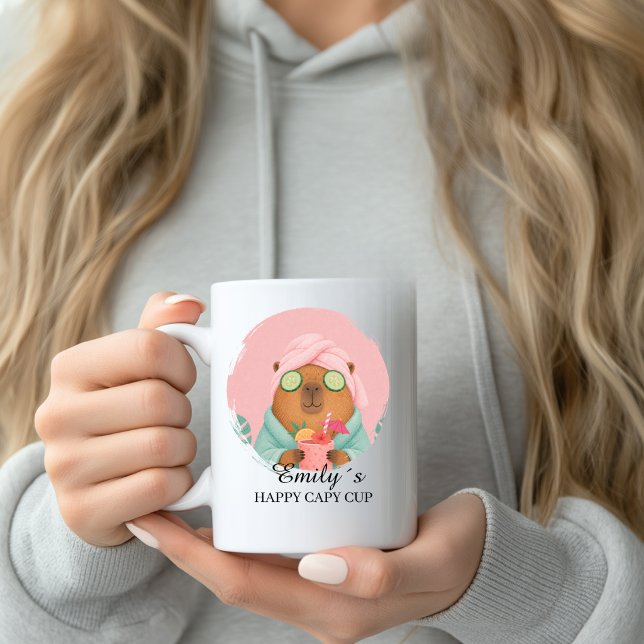 Mug Personnalisé Capybara Bien-être avec Nom (Custom Wellness Capybara Mug with Name)