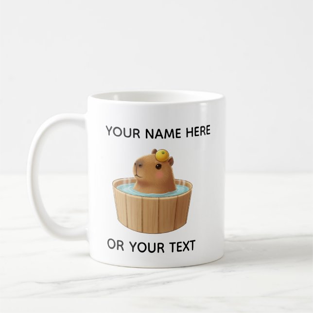 Mug Personnalisé Capybara Mignon Dans Un Bain À Re (Gauche)