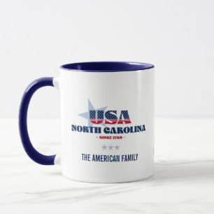 Mug personnalisé Caroline du Nord USA 1789 Blue St