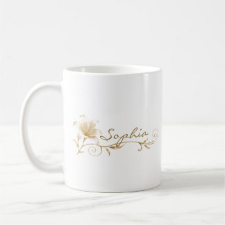 Mug personnalisé Champagne Gold Lily Nom