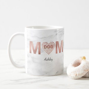 Mug Personnalisé Chien Maman Rose Gold Empreintes de p