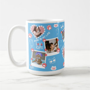 Mug Personnalisé Collage Photo avec Visage de Chat
