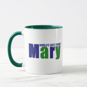 Mug Personnalisé couleur "Mary" Nom, vert et bleu