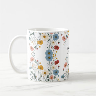 Mug Personnalisé Cute Aquarelle fleur sauvage rustique