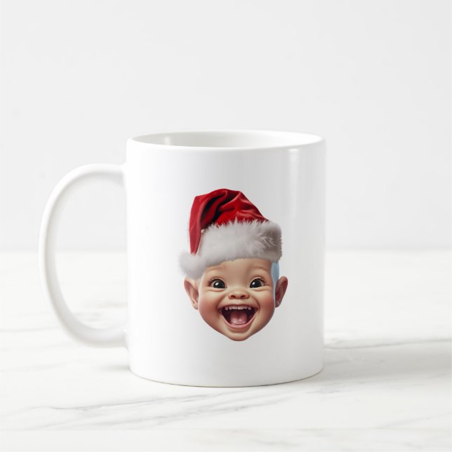 Mug Personnalisé Cute Baby Face Photo Drôle Noël (Gauche)
