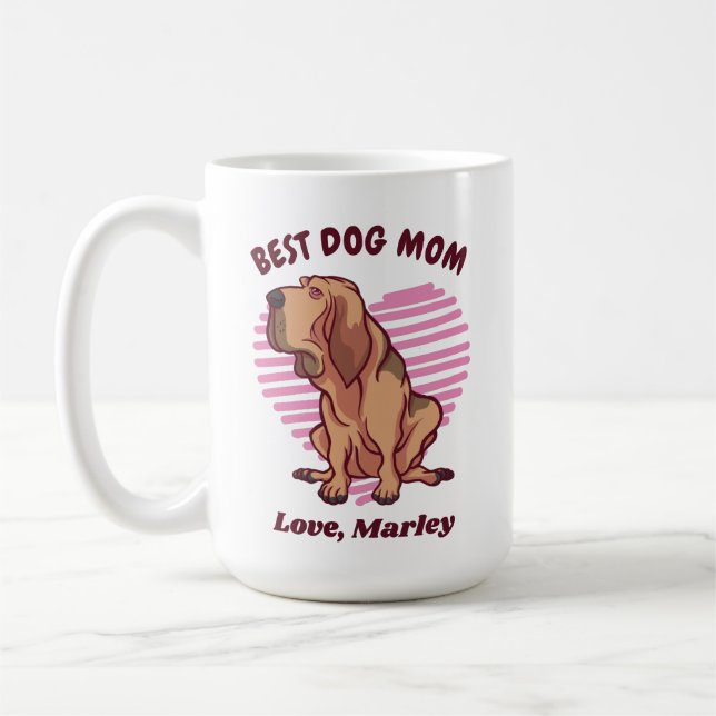 Mug Personnalisé Cute Bloodhound Chien Maman Nom perso (Gauche)