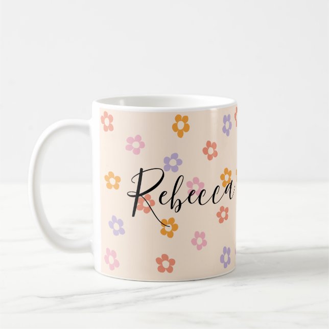 Mug Personnalisé Cute coloré Motif de marguerite (Gauche)