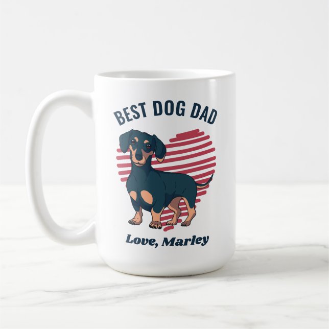 Mug Personnalisé Cute Dachshund Chien Papa Texte Perso (Gauche)