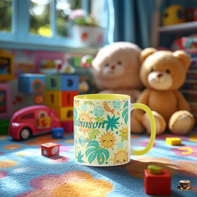 Mug Personnalisé Cute Kawaii Kids, avec Sun & Palm (Créateur téléchargé)