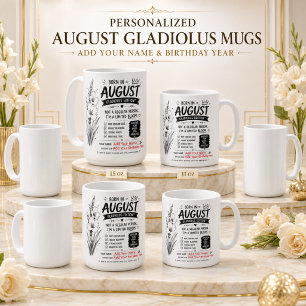 Mug personnalisé d'anniversaire de Glaïeul d'août