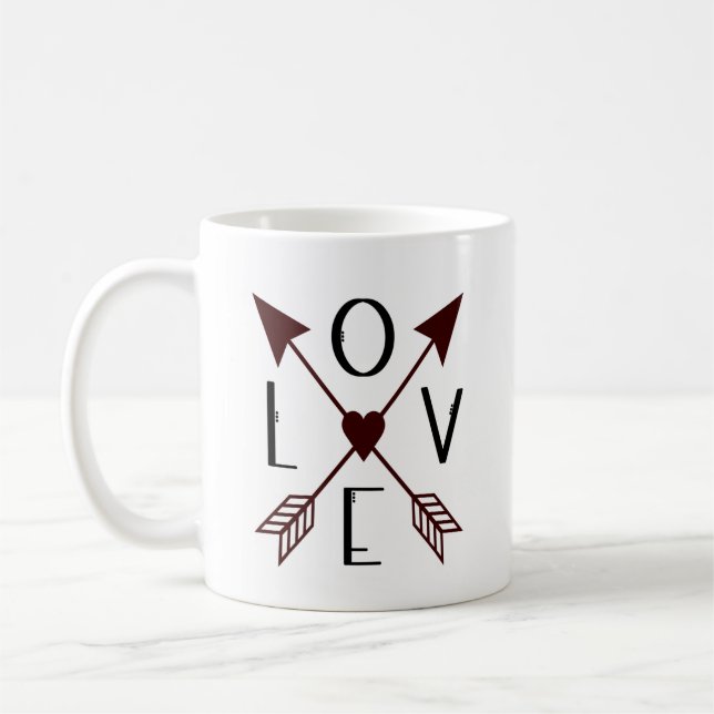Mug Personnalisé Date de Mariage Amour avec Flèche (Gauche)