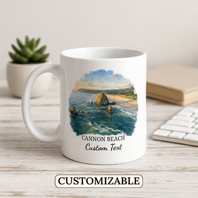 Mug personnalisé de Cannon Beach, côte de l'Oregon (Créateur téléchargé)