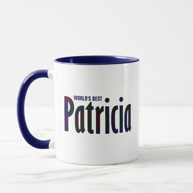 Mug Personnalisé Deep Red, Blue Plaid "Patricia" Nom (Gauche)