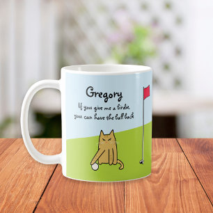 Mug Personnalisé Drôle Cartoon Chat Plaisanterie Golf