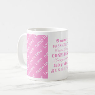Mug Personnalisé Elégant Rose Motivationnel Grandes Fe