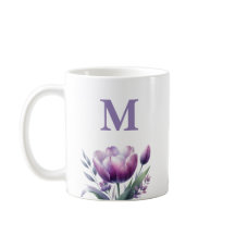 Personnalisé Elégant violet Tulipe Monogramme