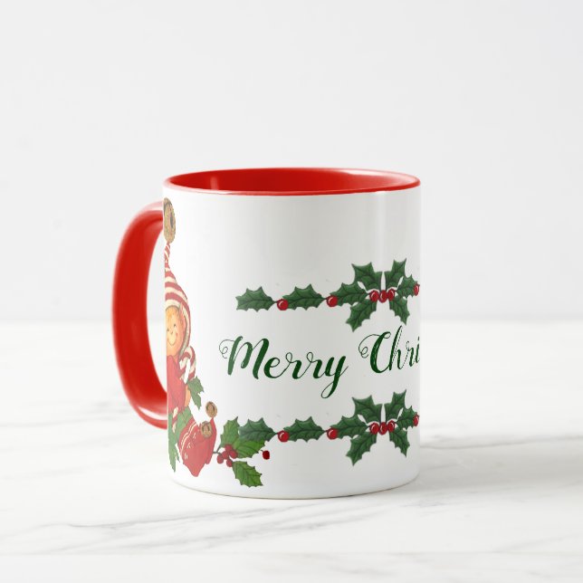 Mug Personnalisé Elfe de Noël Adorable (Devant gauche)