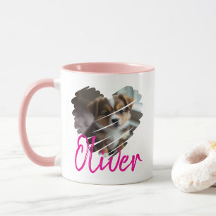 Mug personnalisé en forme de coeur avec nom