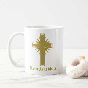 Mug personnalisé Enseignant Religieux Croix Dorée