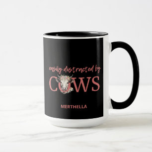 Mug PERSONNALISÉ FACILEMENT DISTRAIT PAR LES VACHES Vi