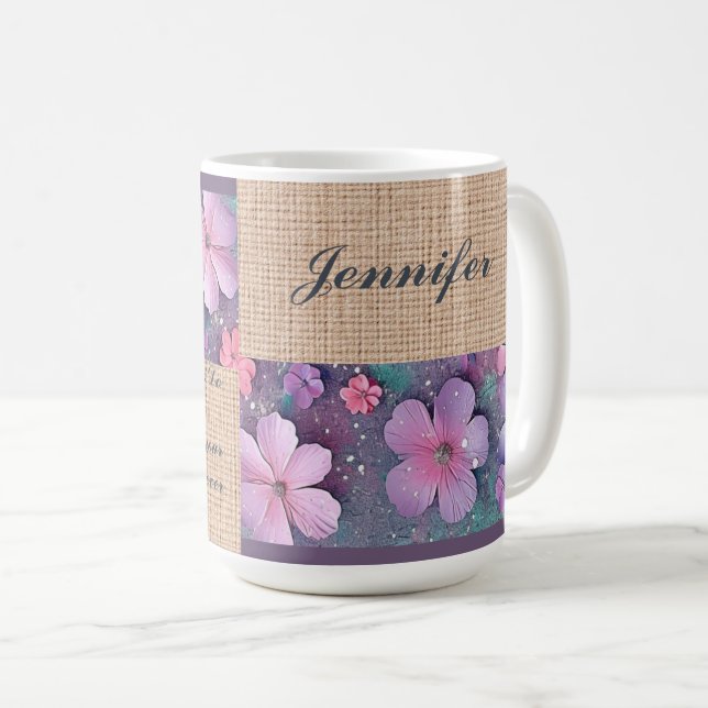 Mug personnalisé - Fleurs de Parties scintillant c (Devant droit)