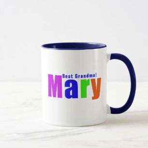 Mug Personnalisé Fun Coloré "Mary" Nom, Bleu foncé
