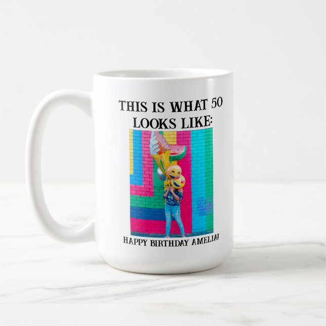 Mug Personnalisé Funny 50e anniversaire de jalon (Gauche)