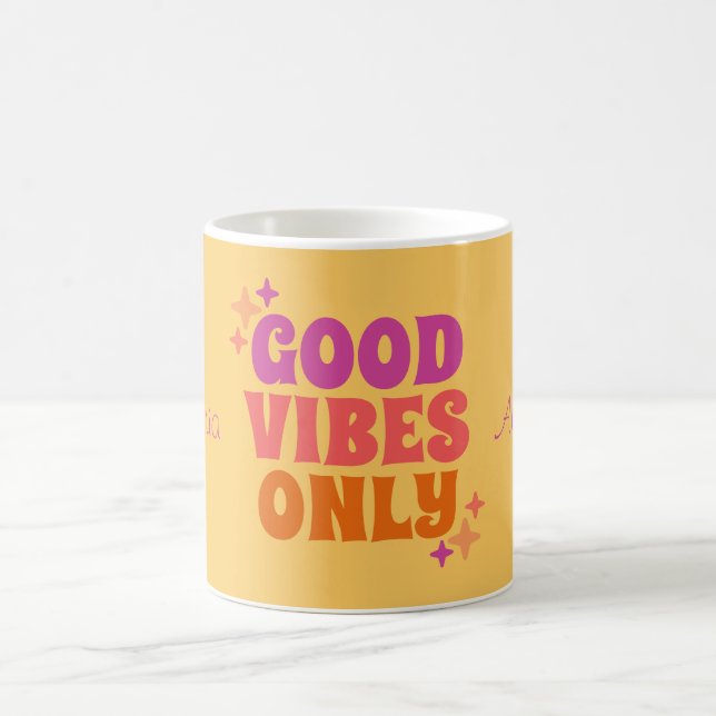 Mug Personnalisé Good Vibes Jaune (Centre)