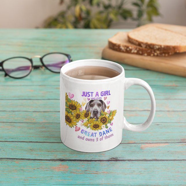 Mug Personnalisé Great Dane Lover Tournesol Trainer Fl (Créateur téléchargé)