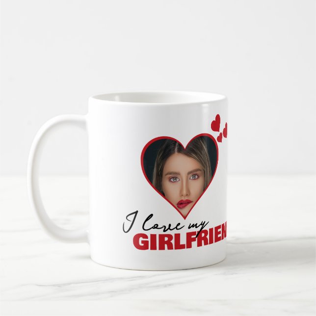 Mug Personnalisé J'aime ma petite amie Photo du coeur (Gauche)