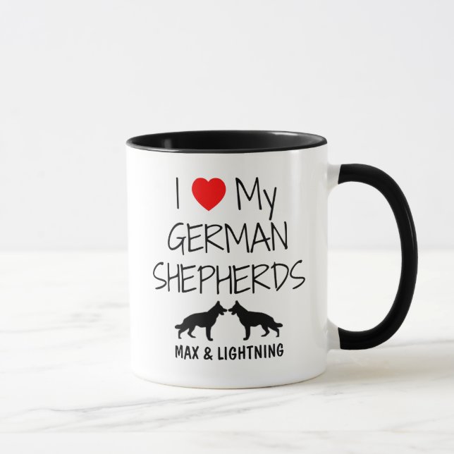Mug Personnalisé J'Aime Mes Deux Bergers Allemands (Droite)