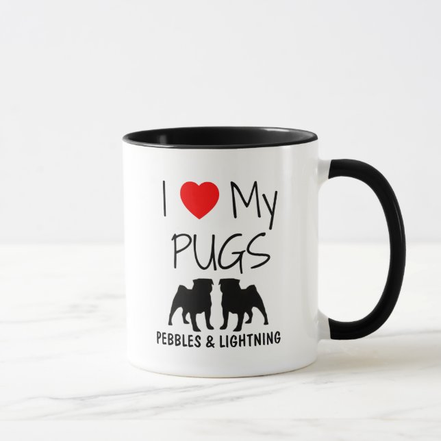Mug Personnalisé J'Aime Mes Deux Carlins (Droite)