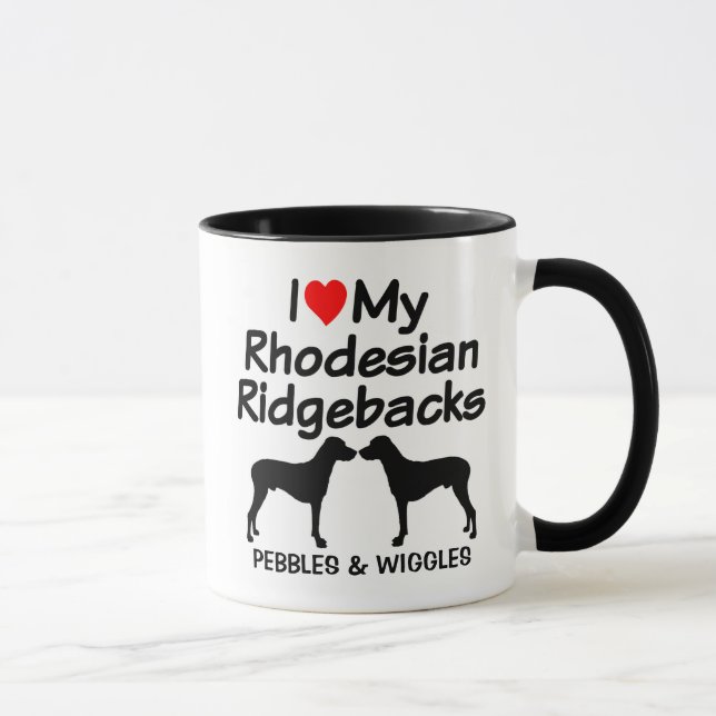 Mug Personnalisé J'Aime Mes Deux Chiens Rhodésiens Rid (Droite)