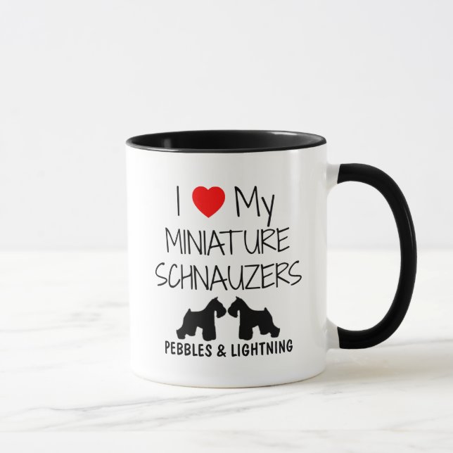 Mug Personnalisé J'Aime Mes Deux Schnauzers Miniature (Droite)