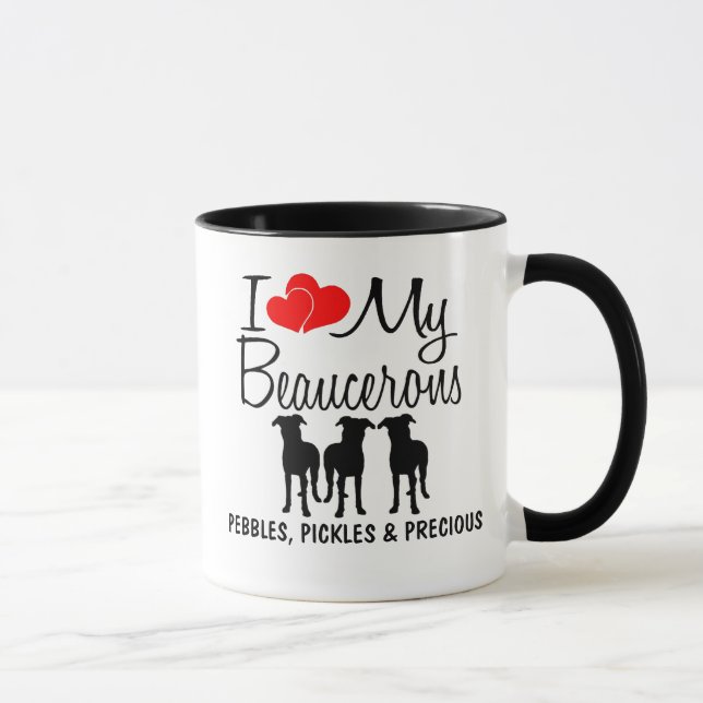 Mug Personnalisé J'Aime Mes Trois Beaucerons (Droite)