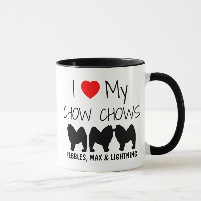 Mug Personnalisé J'Aime Mes Trois Chow Chows (Droite)