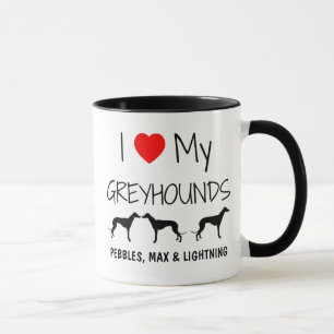 Mug Personnalisé J'Aime Mes Trois Greyhounds