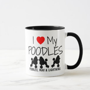 Mug Personnalisé J'Aime Mes Trois Poodles