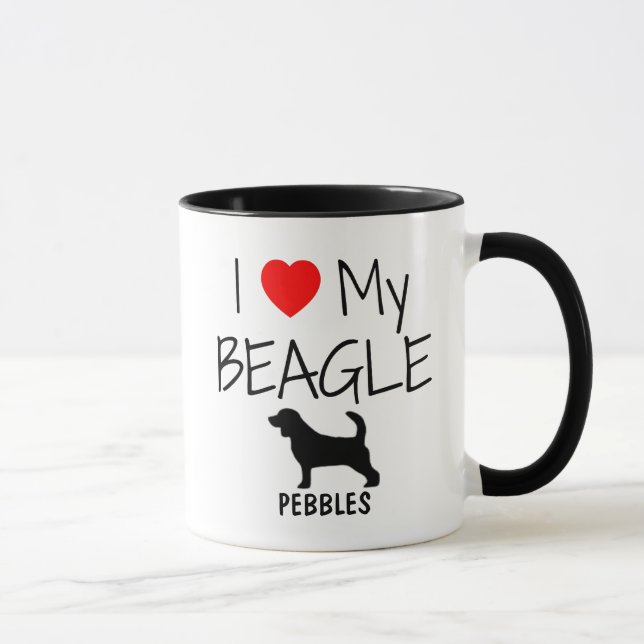 Mug Personnalisé J'aime mon Beagle (Droite)
