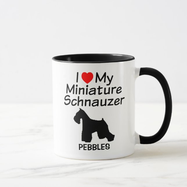 Mug Personnalisé J'Aime Mon Chien Schnauzer Miniature (Droite)