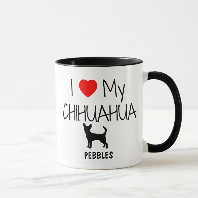 Mug Personnalisé J'Aime Mon Chihuahua (Droite)
