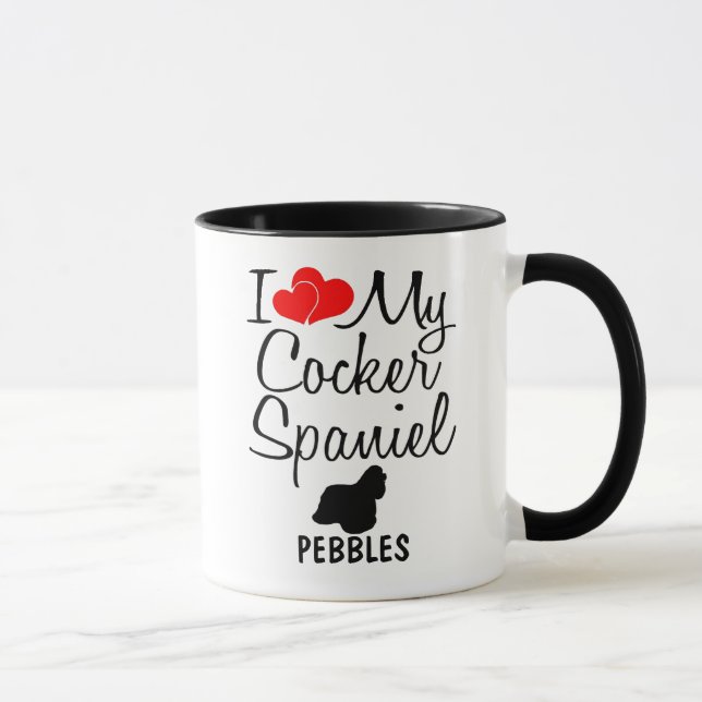 Mug Personnalisé J'Aime Mon Cocker Spaniel (Droite)