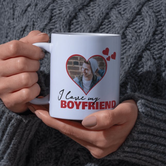 Mug Personnalisé J'aime mon copain Photo du coeur (Personalized I Love My Boyfriend Heart Photo Coffee Mug by Ricaso. Change photograph, great gift )