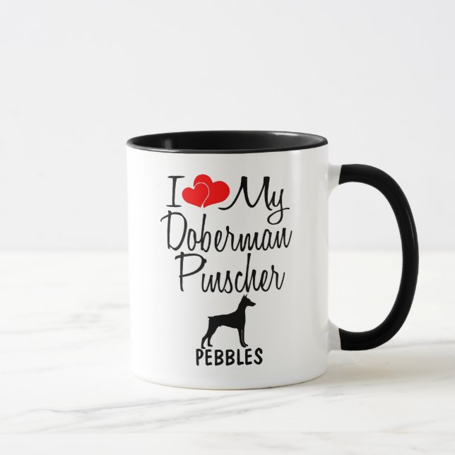 Mug Personnalisé J'Aime Mon Doberman Pinscher Chien Mu (Droite)