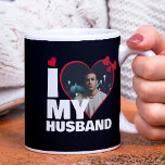 Mug Personnalisé J'Aime Mon Mari Coeur Photo<br><div class="desc">Personnalisé One Of A Kind Photo Heart mug de Ricaso - Love heart Modèle photo Design .. ajoutez simplement votre propre photo à cette grande tasse à café personnalisée avec bold I LOVE MON MARI (insérez votre propre texte ou laissez tel quel) .. facile de personnaliser les produits modèle photo...</div>